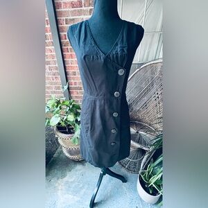 Anthropologie Black Button-Down Wrap Dress